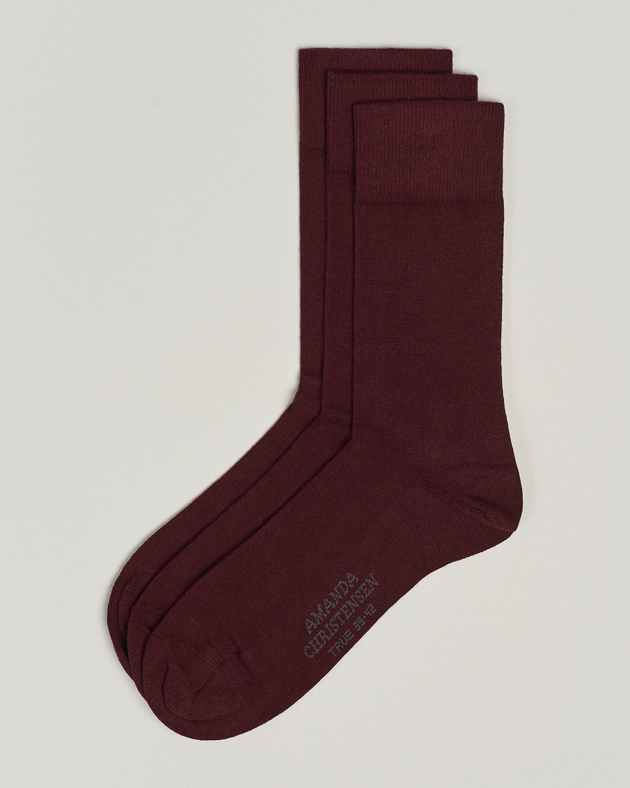 Herre | Undertøy | Amanda Christensen | 3-Pack True Cotton Socks Bordeaux