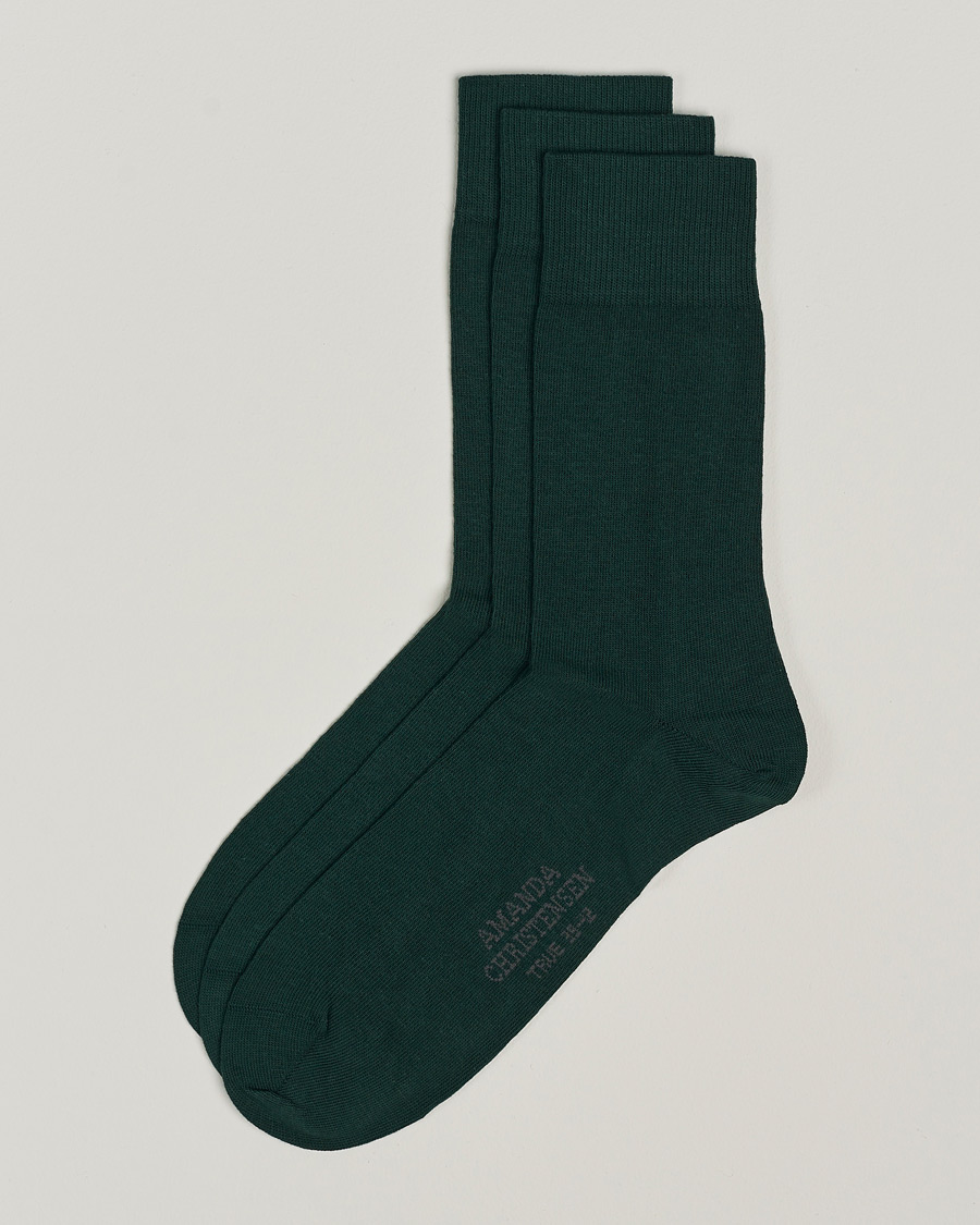 Herre | Undertøy | Amanda Christensen | 3-Pack True Cotton Socks Bottle Green