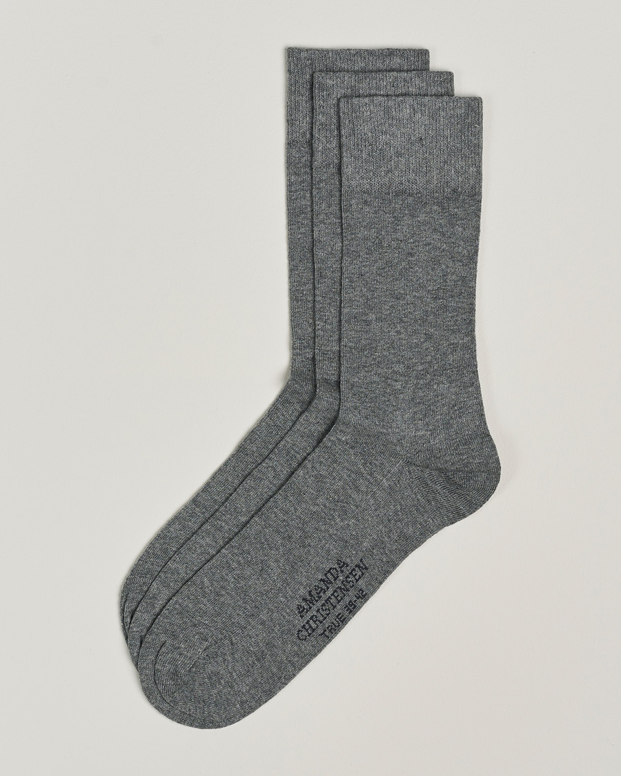 Herre | Undertøy | Amanda Christensen | 3-Pack True Cotton Socks Grey Melange