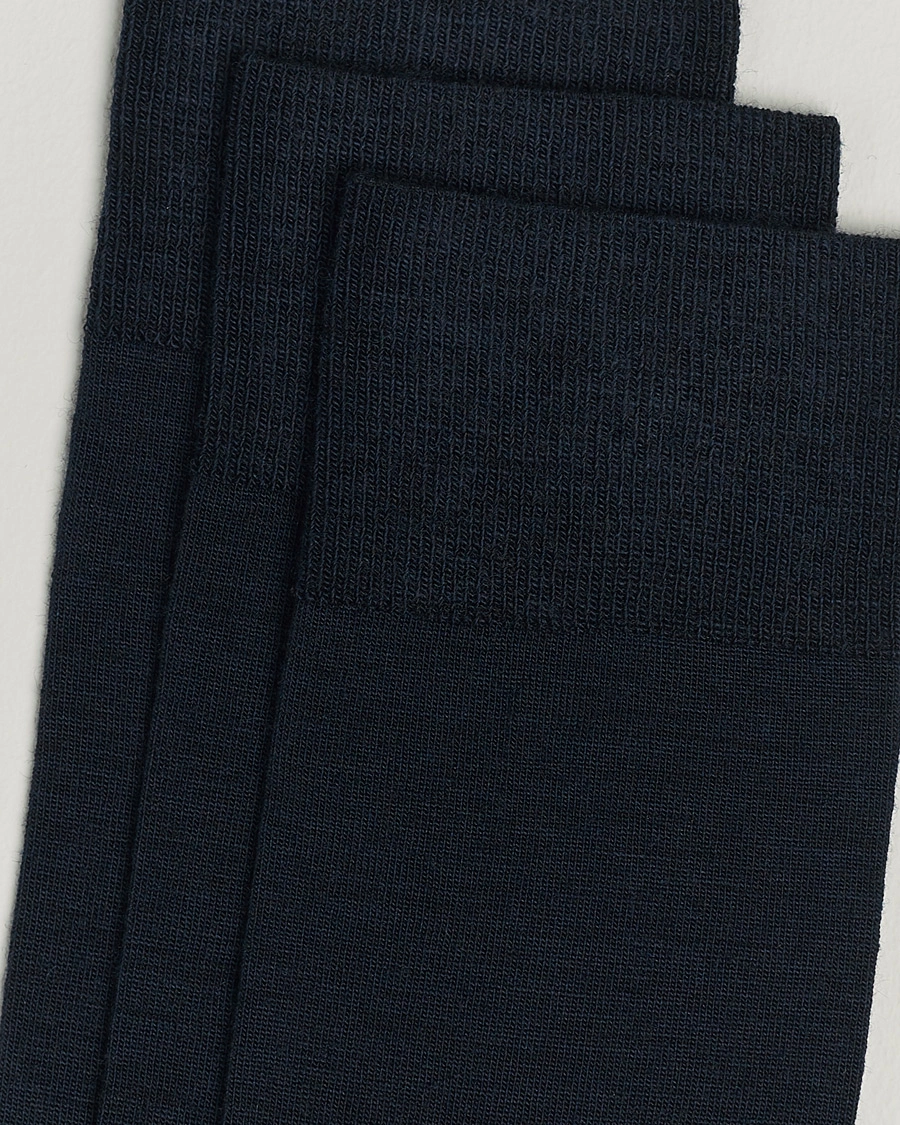 Herre | Vanlige sokker | Amanda Christensen | 3-Pack Icon Wool/Cotton Socks Dark Navy