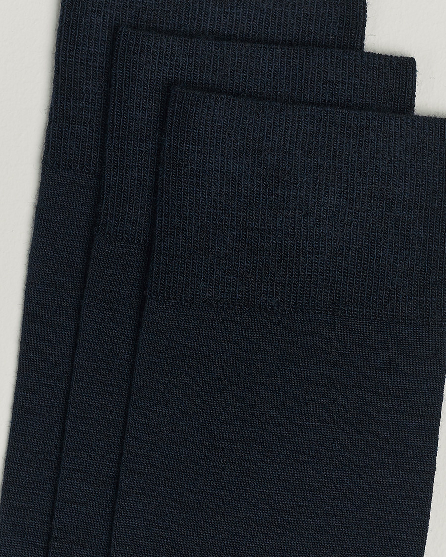 Herre | Avdelinger | Amanda Christensen | 3-Pack Icon Wool/Cotton Socks Dark Navy