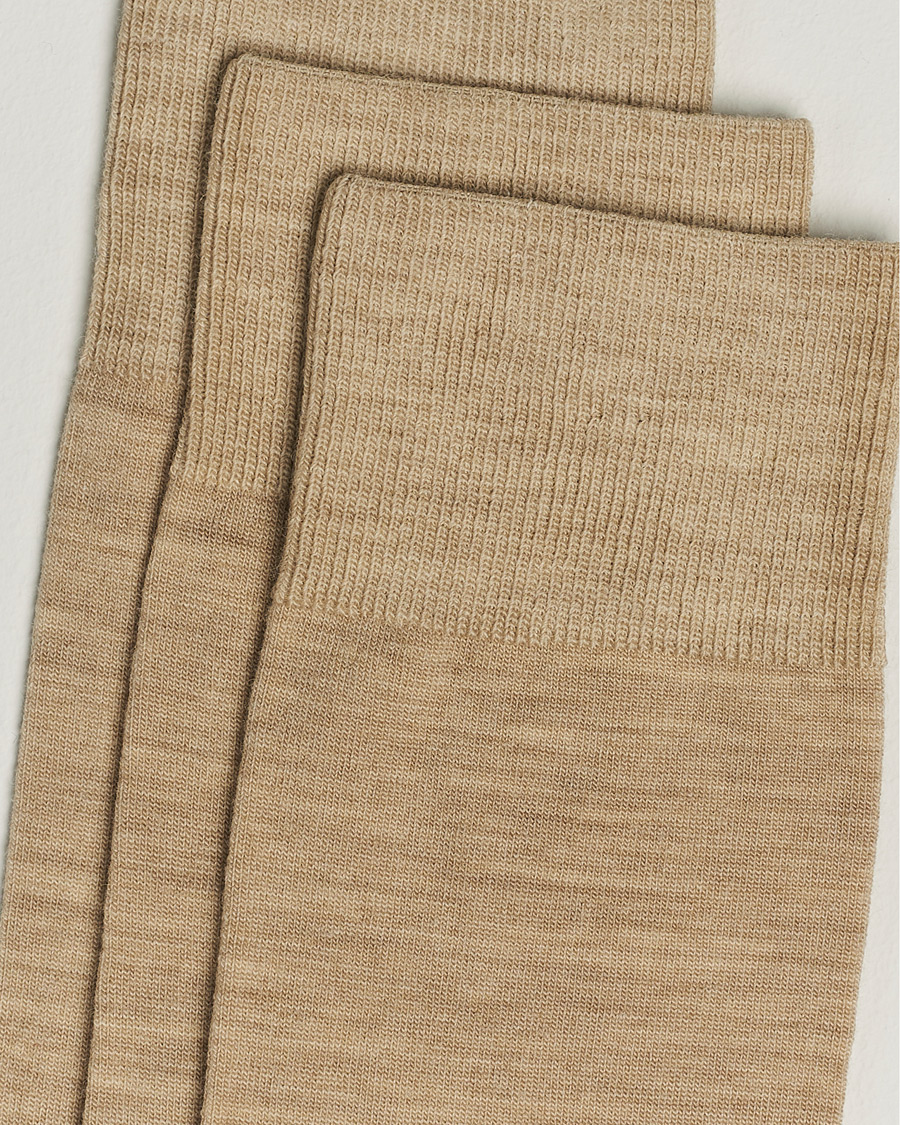 Herre | Vanlige sokker | Amanda Christensen | 3-Pack Icon Wool/Cotton Socks Sand