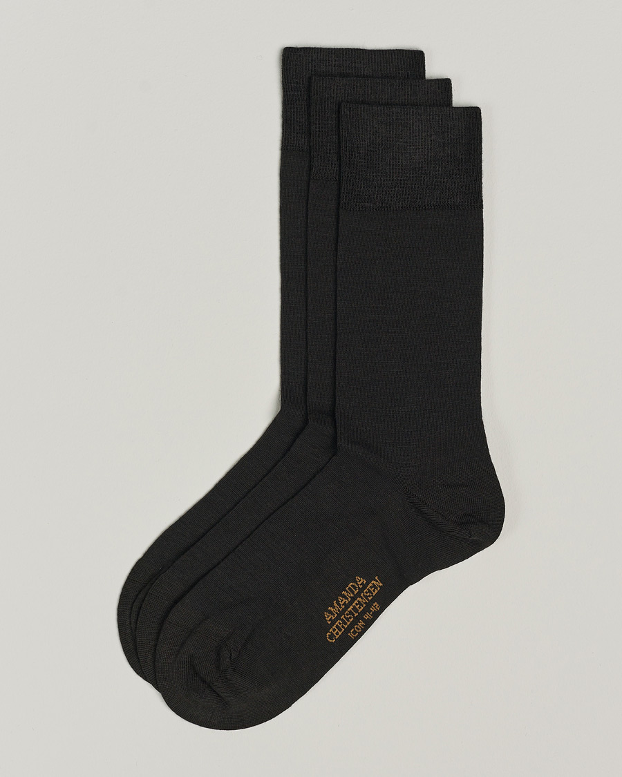 Herre | Undertøy | Amanda Christensen | 3-Pack Icon Wool/Cotton Socks Dark Brown