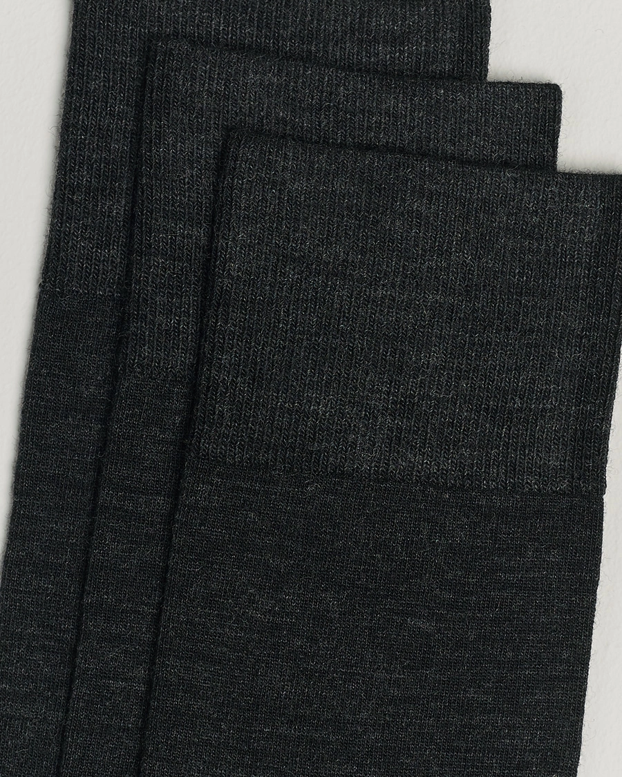 Herre | Vanlige sokker | Amanda Christensen | 3-Pack Icon Wool/Cotton Socks Antracite Melange