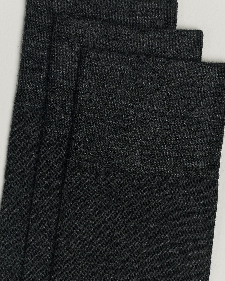 Men | Underwear & Socks | Amanda Christensen | 3-Pack Icon Wool/Cotton Socks Antracite Melange