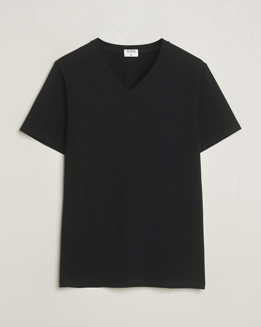 Herre | T-Shirts | Filippa K | Organic Cotton V-Neck T-Shirt Black
