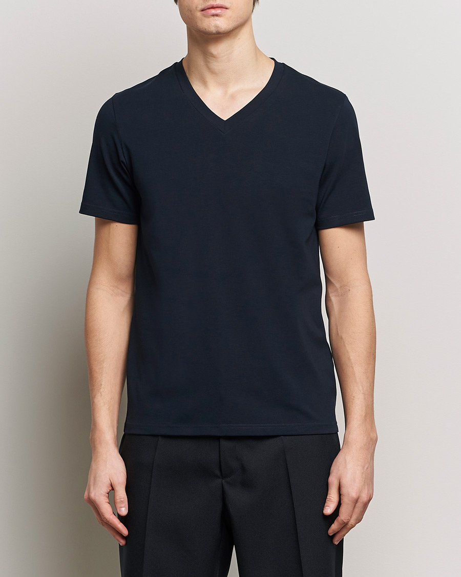 Herre | Kortermede t-shirts | Filippa K | Organic Cotton V-Neck T-Shirt Navy