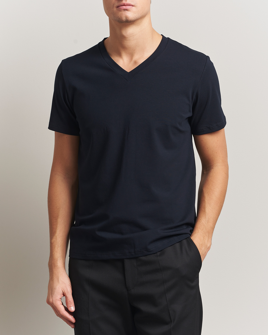 Herre | T-Shirts | Filippa K | Organic Cotton V-Neck T-Shirt Navy