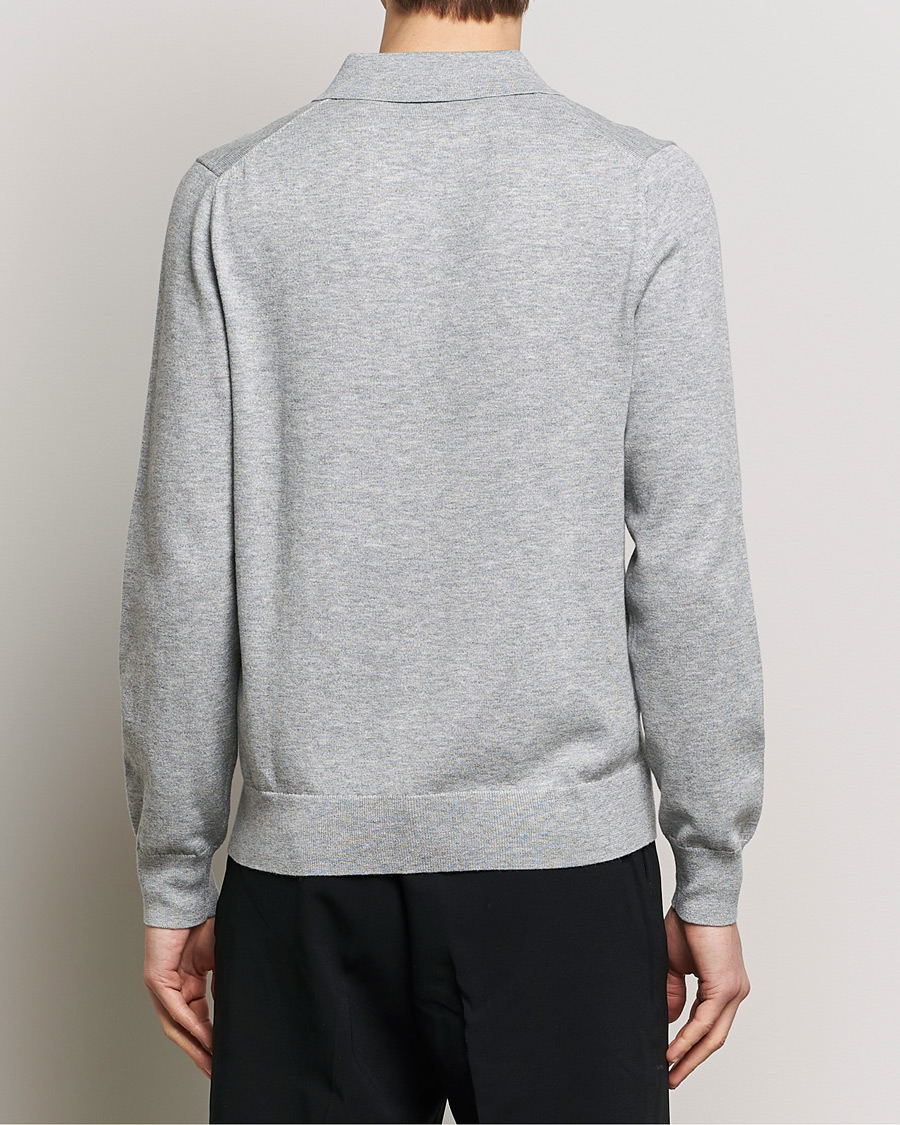 Herre | Gensere | Filippa K | Knitted Polo Shirt Light Grey Melange