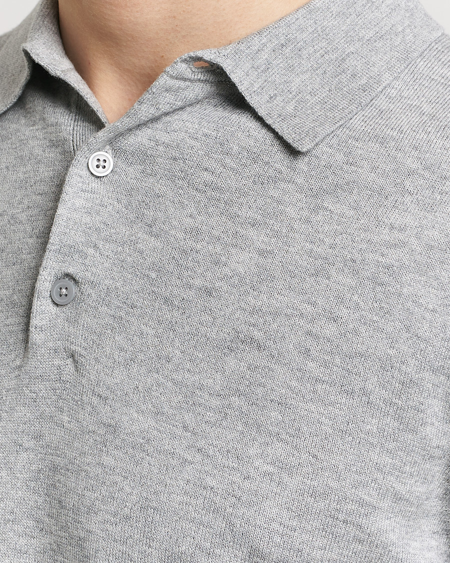 Herre | Gensere | Filippa K | Knitted Polo Shirt Light Grey Melange