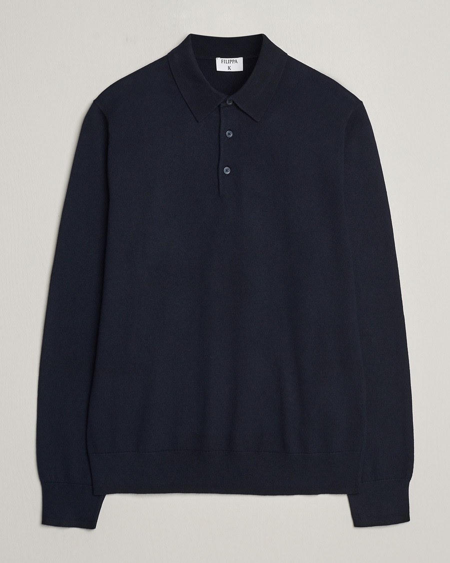 Herre | Gensere | Filippa K | Knitted Polo Shirt Navy