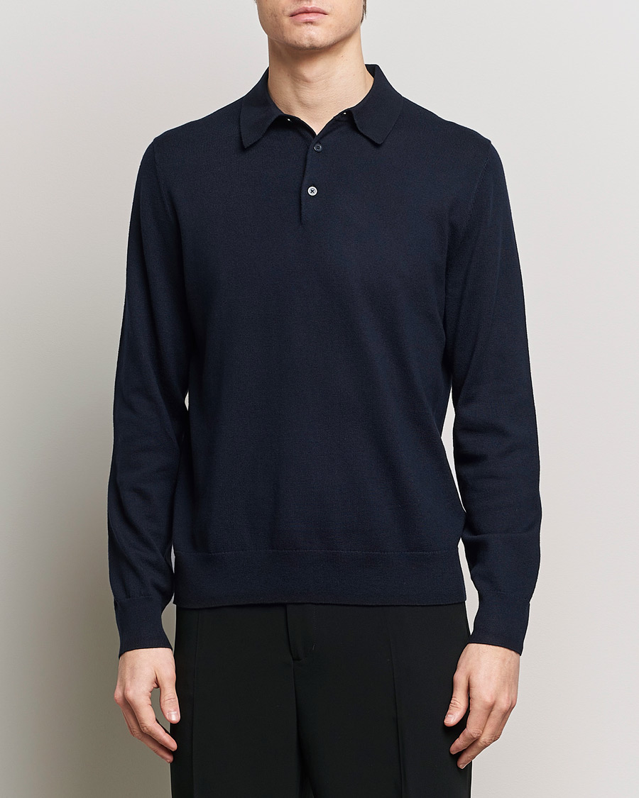 Herre | Klær | Filippa K | Knitted Polo Shirt Navy