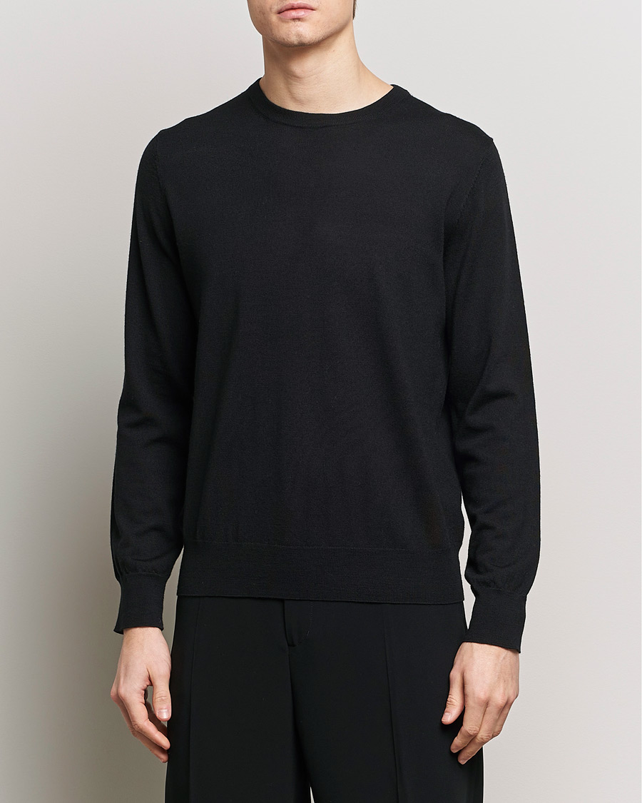 Herre | Pullovers rund hals | Filippa K | Merino Round Neck Sweater Black