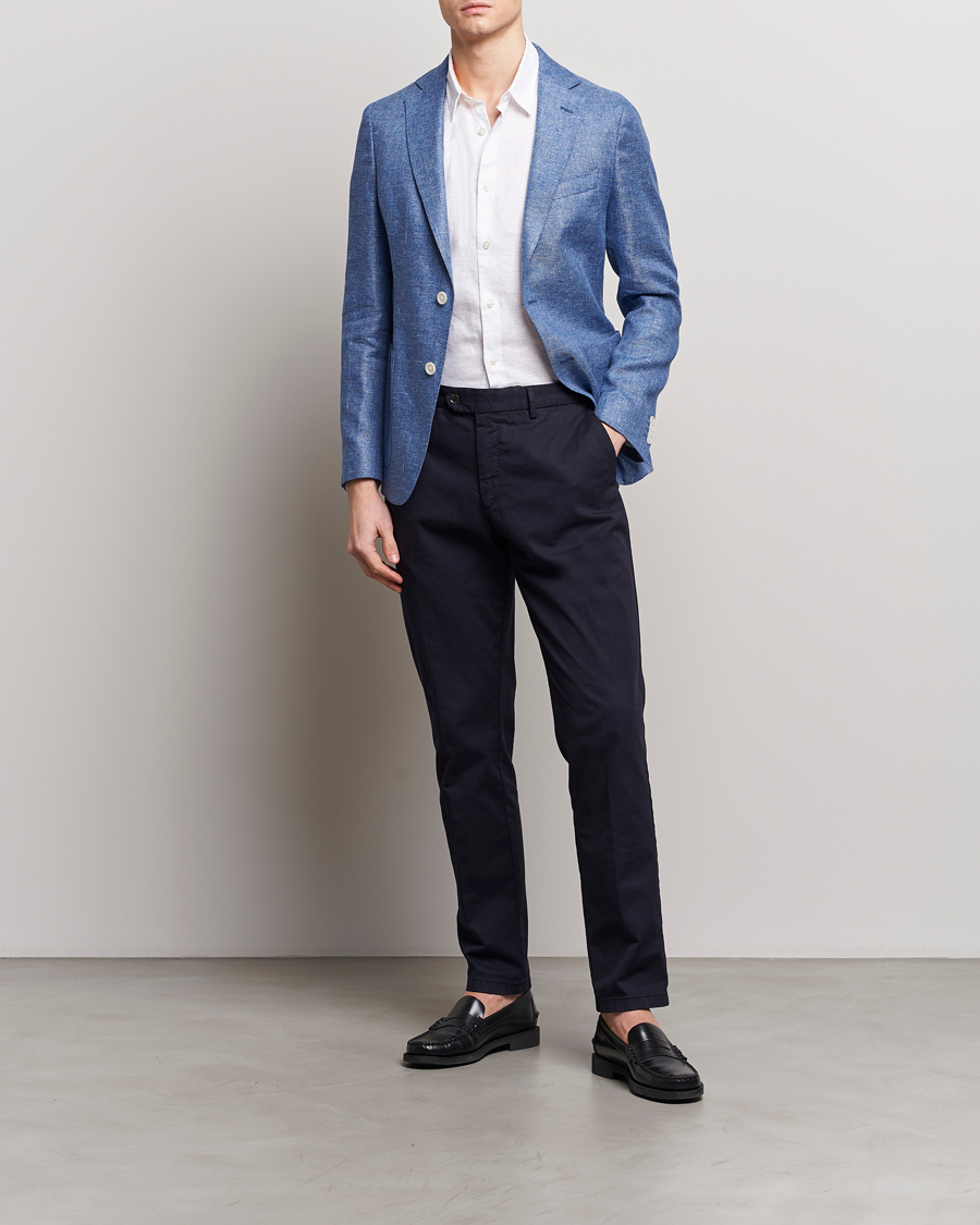 Herre | Dressjakker | BOSS BLACK | Hanry Linen Blazer Medium Blue