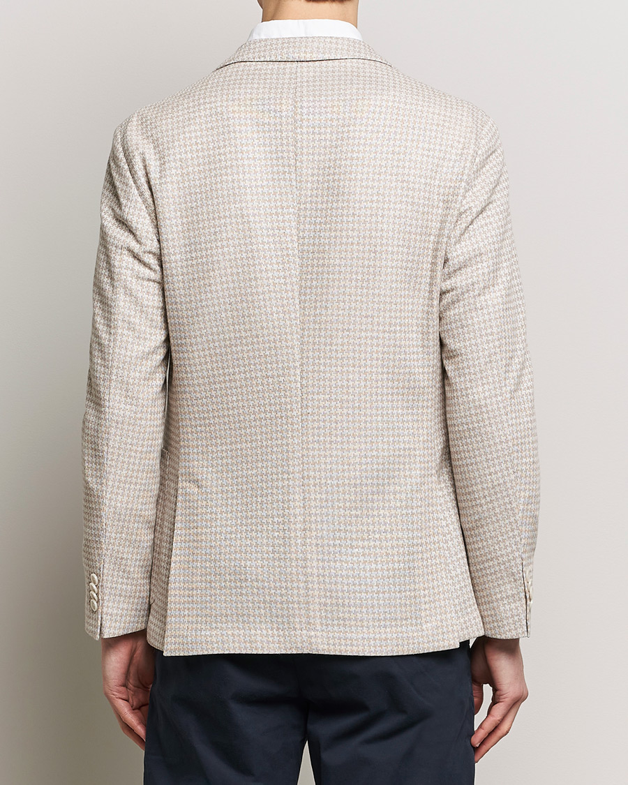 Herre | Dressjakker | BOSS BLACK | Hanry Jersey Linen Checked Blazer Dark Beige