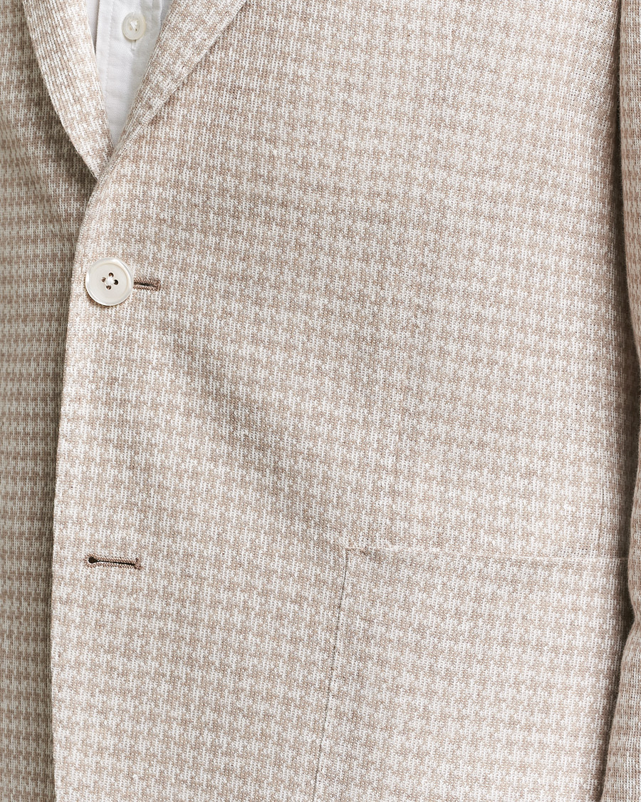 Herre | Dressjakker | BOSS BLACK | Hanry Jersey Linen Checked Blazer Dark Beige