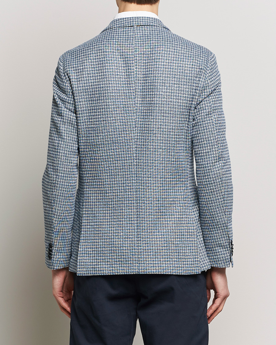 Herre | Dressjakker | BOSS BLACK | Hanry Jersey Linen Checked Blazer Bright Blue