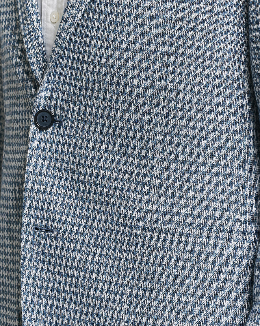Herre | Dressjakker | BOSS BLACK | Hanry Jersey Linen Checked Blazer Bright Blue