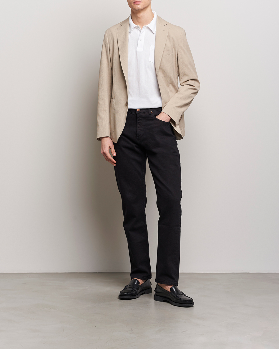 Herre | Dressjakker | BOSS BLACK | Hanry Cotton Seersucker Blazer Dark Beige
