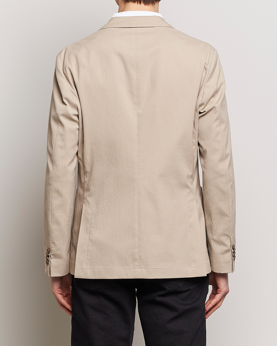 Herre | Dressjakker | BOSS BLACK | Hanry Cotton Seersucker Blazer Dark Beige