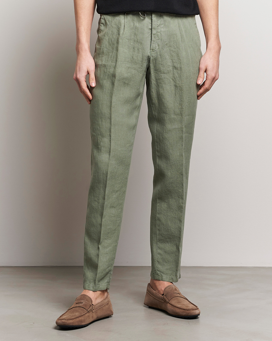 Herre | Linbukser | BOSS BLACK | Genius Slim Fit Linen Pants Open Green