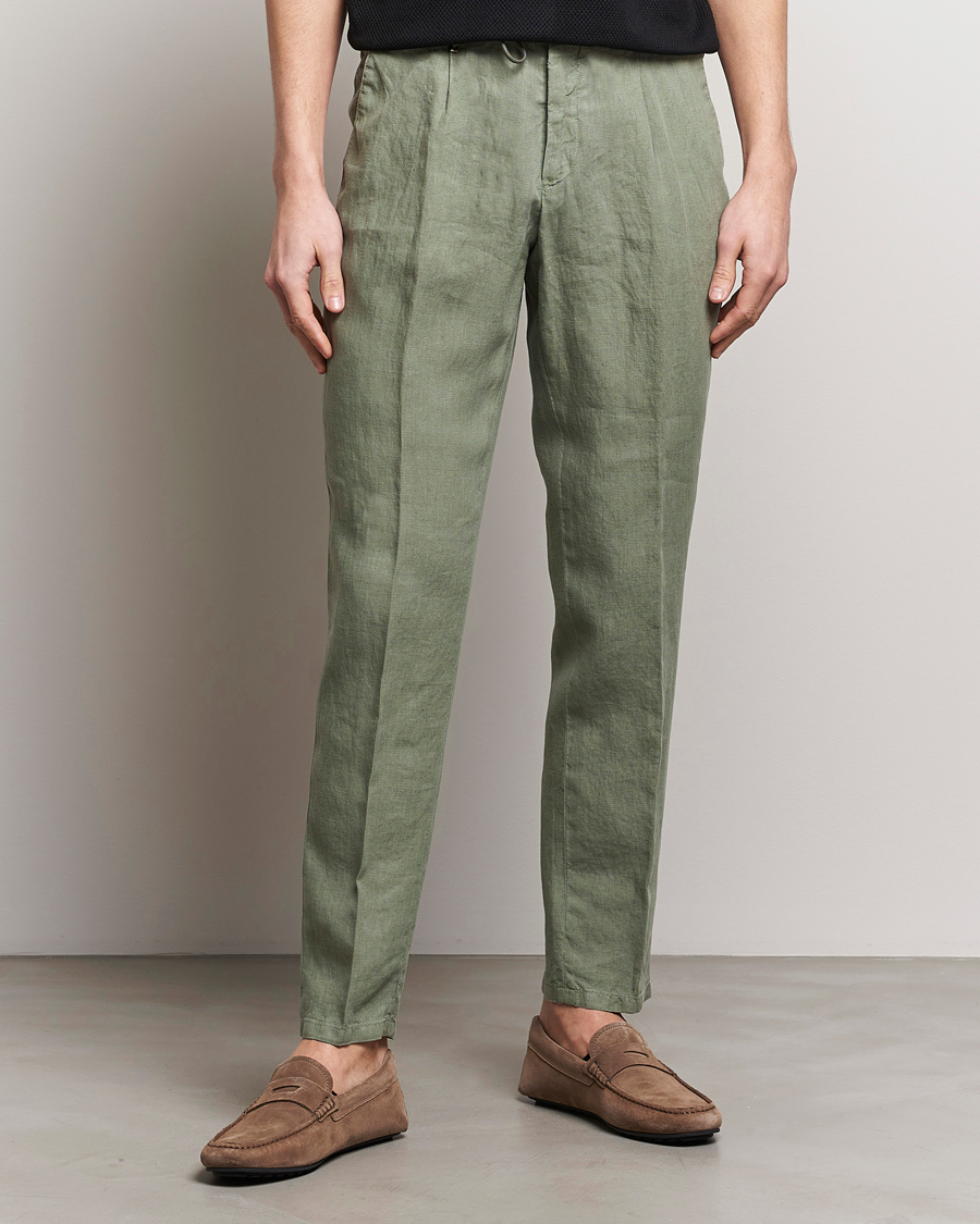 Herre | Plagg i lin | BOSS BLACK | Genius Slim Fit Linen Pants Open Green