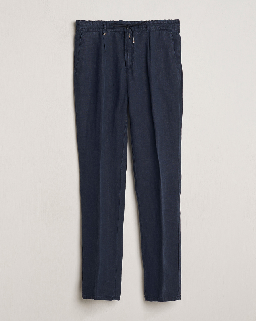 Herre | Bukser | BOSS BLACK | Genius Slim Fit Linen Pants Dark Blue