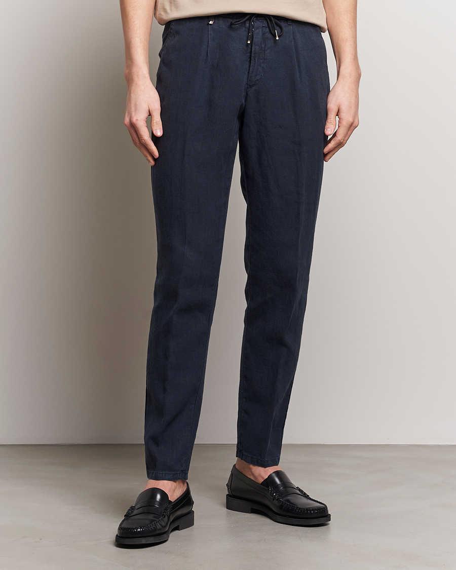 Herre | Avdelinger | BOSS BLACK | Genius Slim Fit Linen Pants Dark Blue