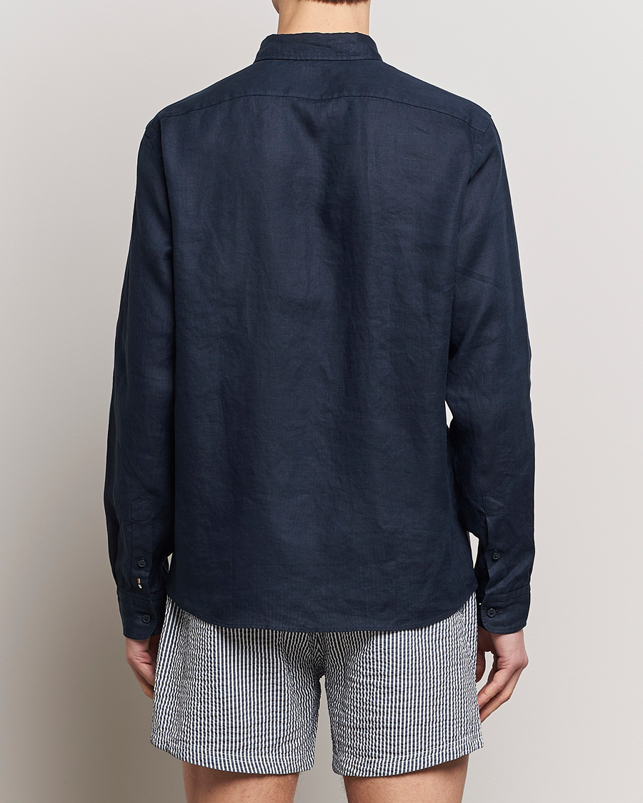 Herre | Skjorter | BOSS BLACK | Liam Linen Shirt Dark Blue
