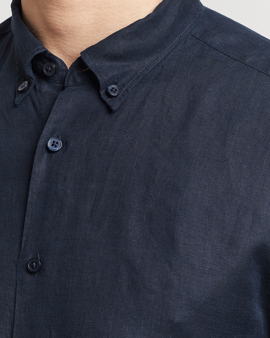 Herre | Skjorter | BOSS BLACK | Liam Linen Shirt Dark Blue
