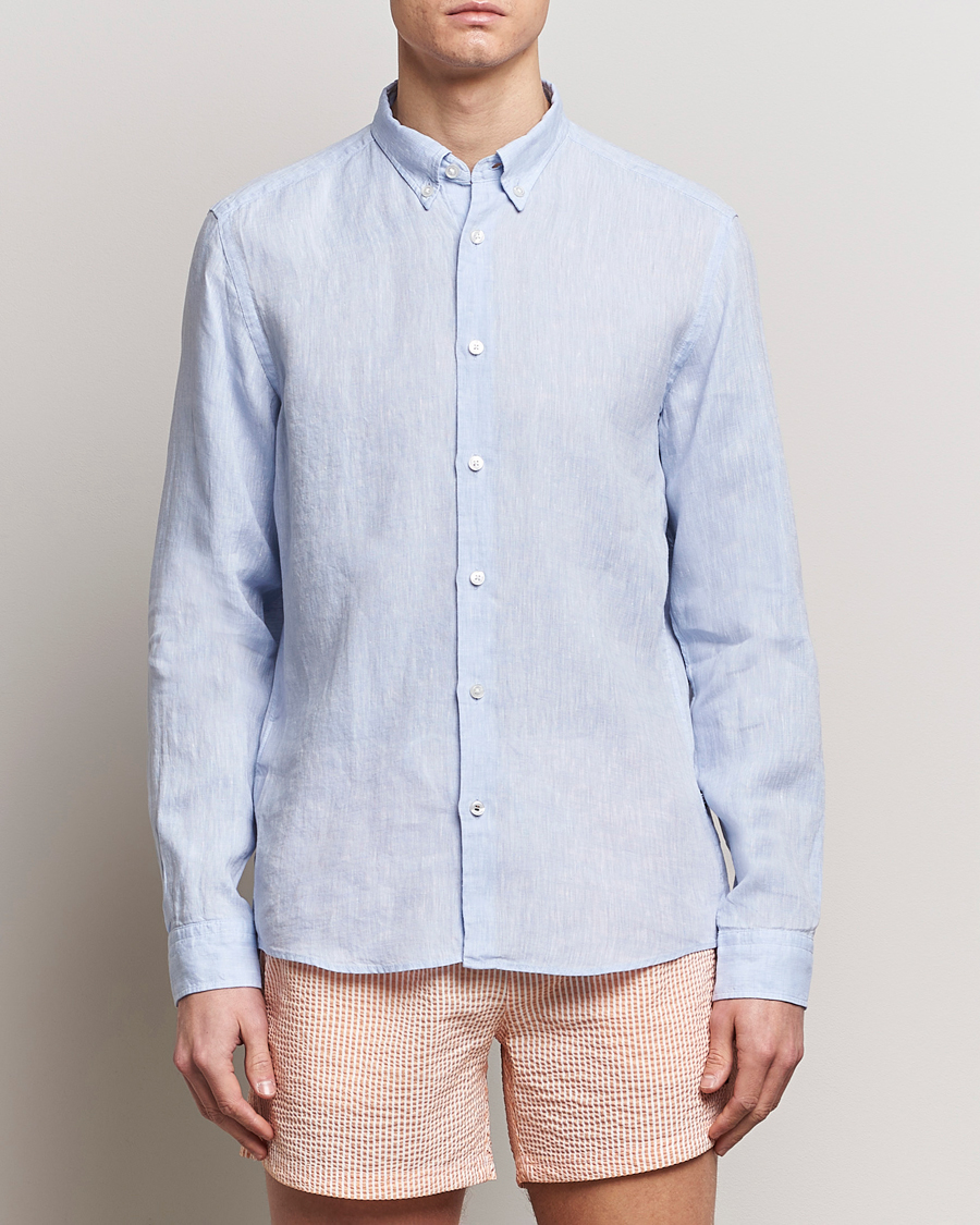 Herre |  | BOSS BLACK | Liam Linen Shirt Light Blue