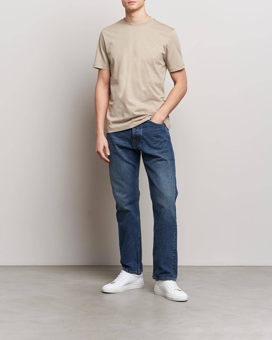 Herre | T-Shirts | BOSS BLACK | Thompson Crew Neck T-Shirt Dark Beige
