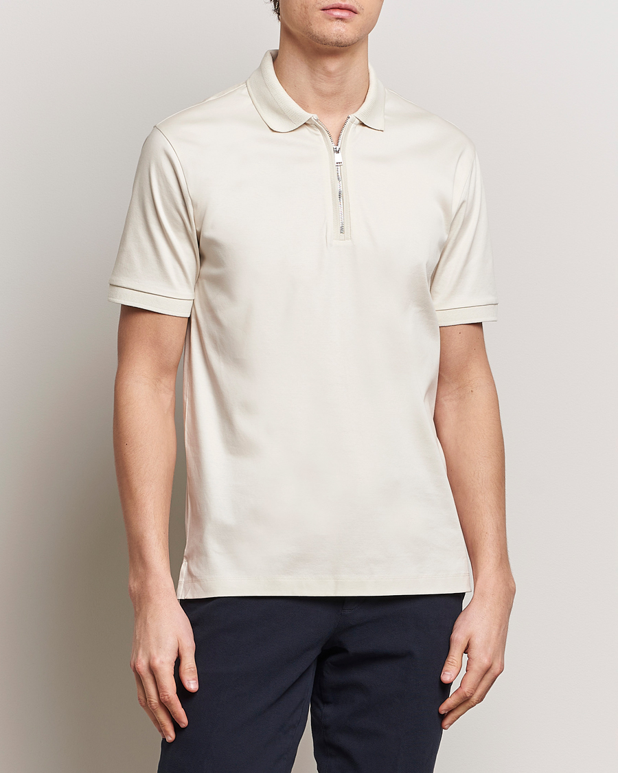 Men | Polo Shirts | BOSS BLACK | Polston Half Zip Polo Open White