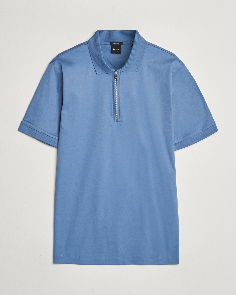 Herre | Pikéer | BOSS BLACK | Polston Half Zip Polo Light Blue