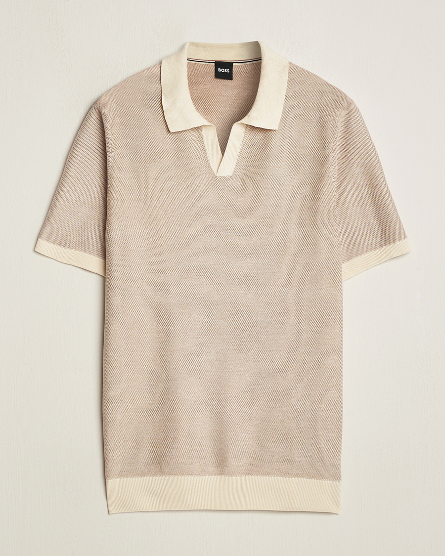 Herre | Pikéer | BOSS BLACK | Tempio Open Collar Polo Open Beige