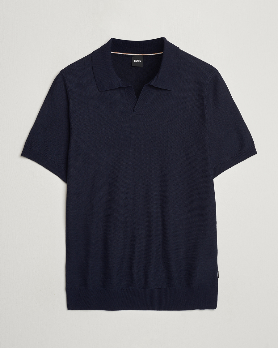 Herre | Pikéer | BOSS BLACK | Tempio Open Collar Polo Dark Blue