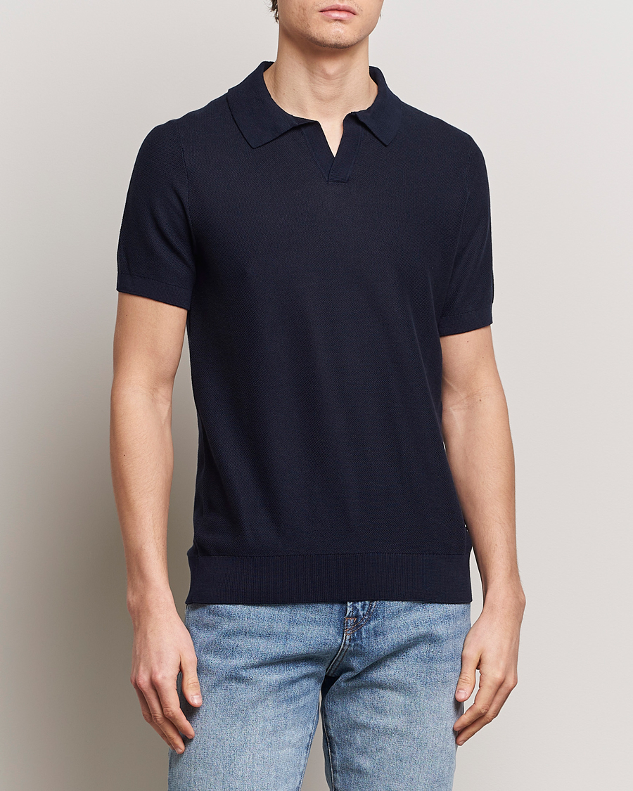 Herre | Nytt i butikken | BOSS BLACK | Tempio Open Collar Polo Dark Blue