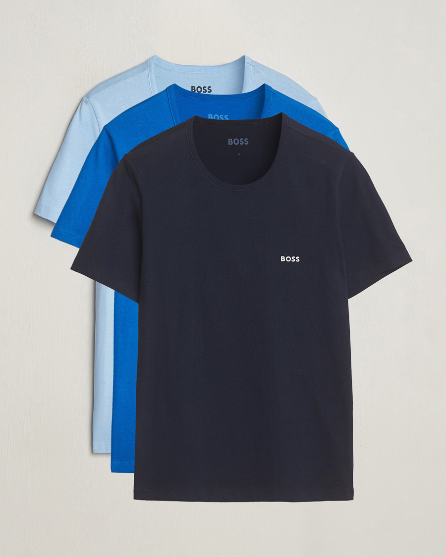 Herre |  | BOSS BLACK | 3-Pack Crew Neck T-Shirt Blue