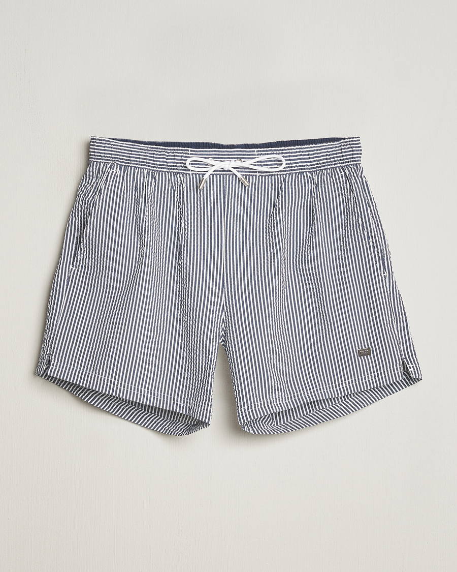 Herre | Badeshorts | BOSS BLACK | Velvetfish Seersucker Swimshorts Navy