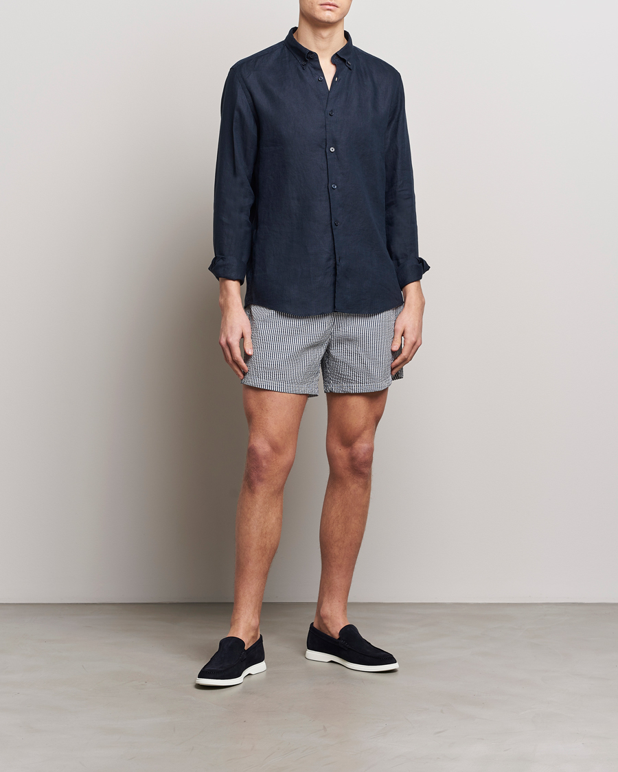 Herre | Badeshorts | BOSS BLACK | Velvetfish Seersucker Swimshorts Navy