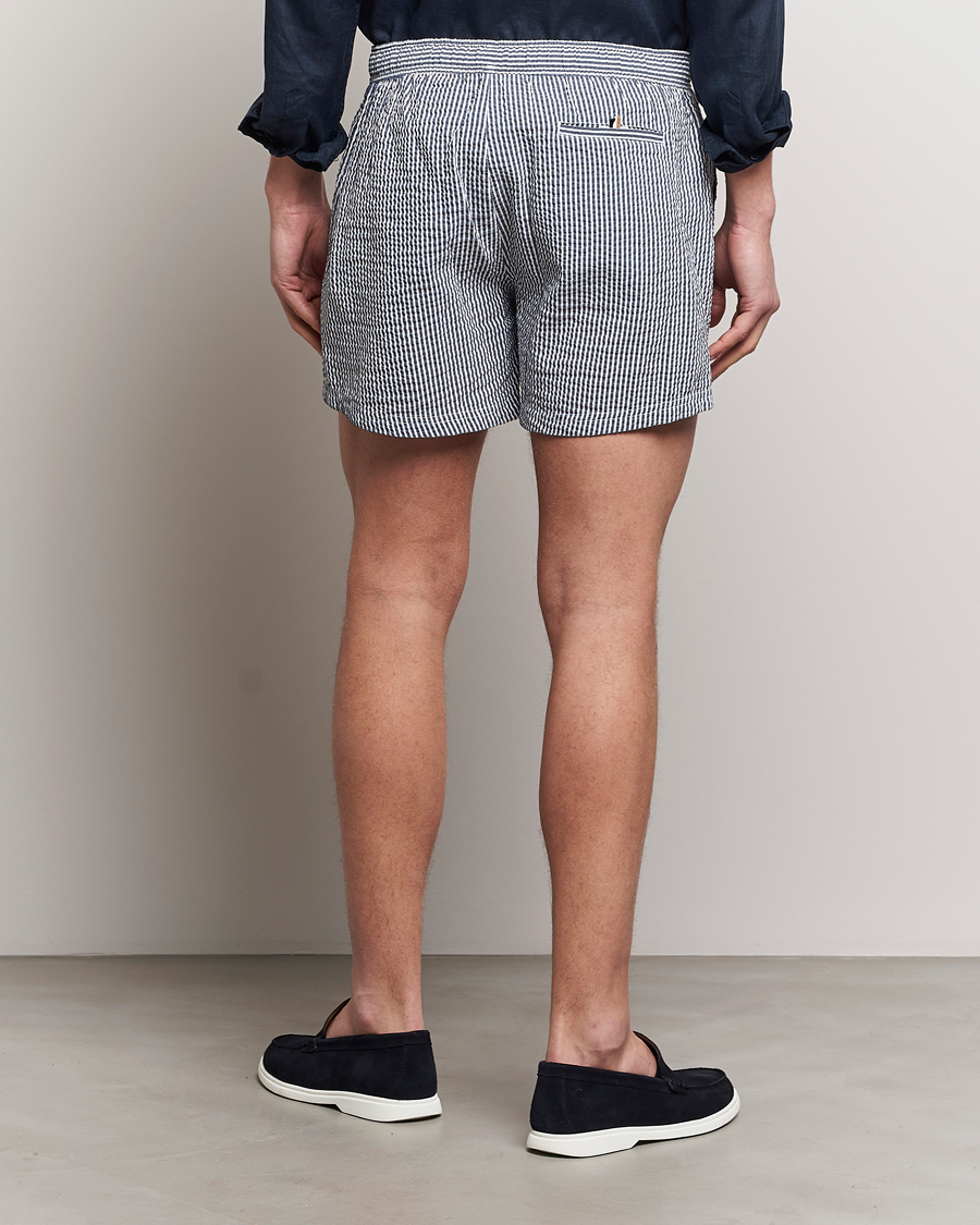 Herre | Badeshorts | BOSS BLACK | Velvetfish Seersucker Swimshorts Navy