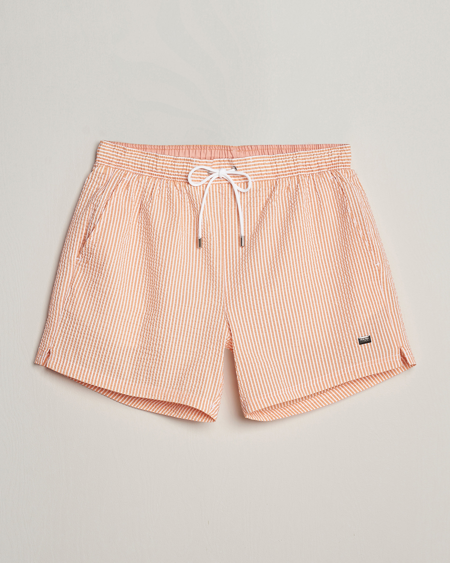 Herre | Badeshorts | BOSS BLACK | Velvetfish Seersucker Swimshorts Orange
