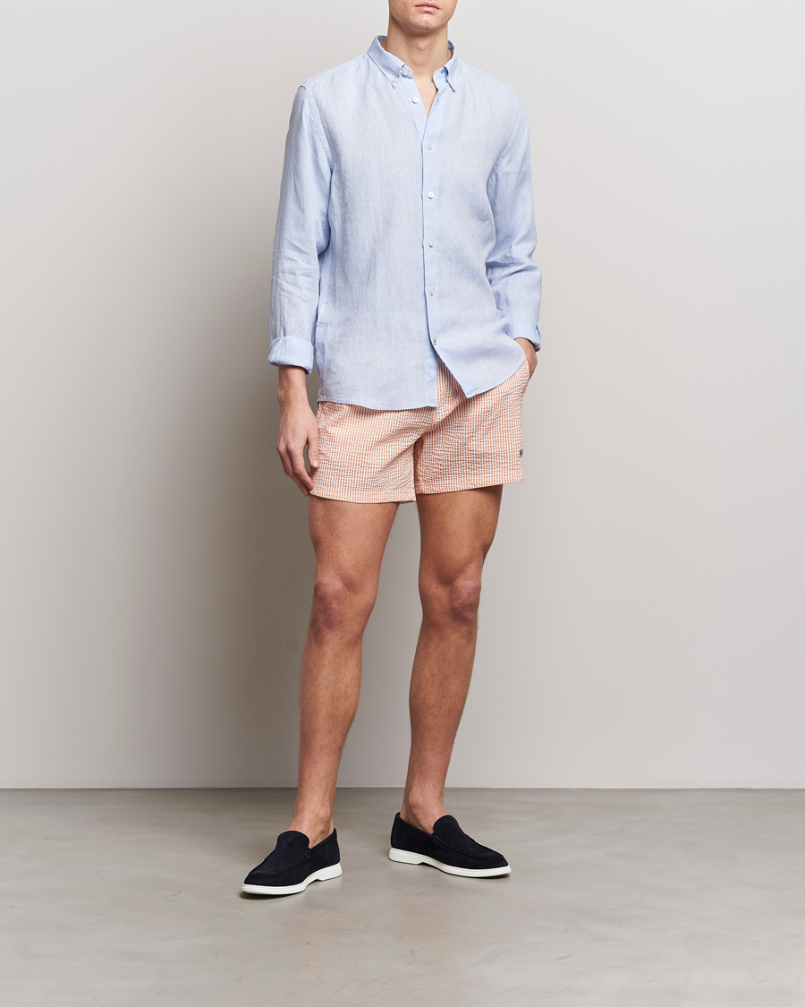 Herre | Badeshorts | BOSS BLACK | Velvetfish Seersucker Swimshorts Orange