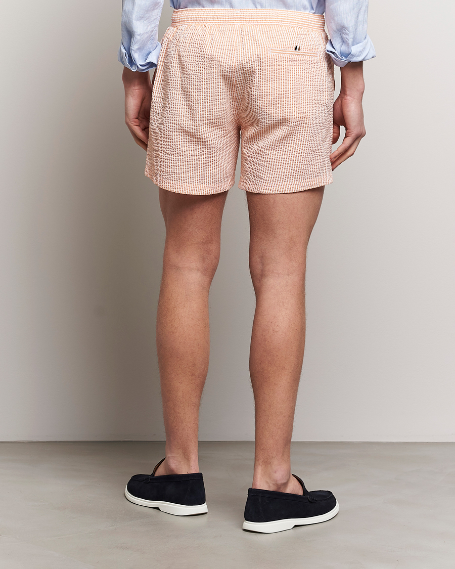 Herre | Badeshorts | BOSS BLACK | Velvetfish Seersucker Swimshorts Orange