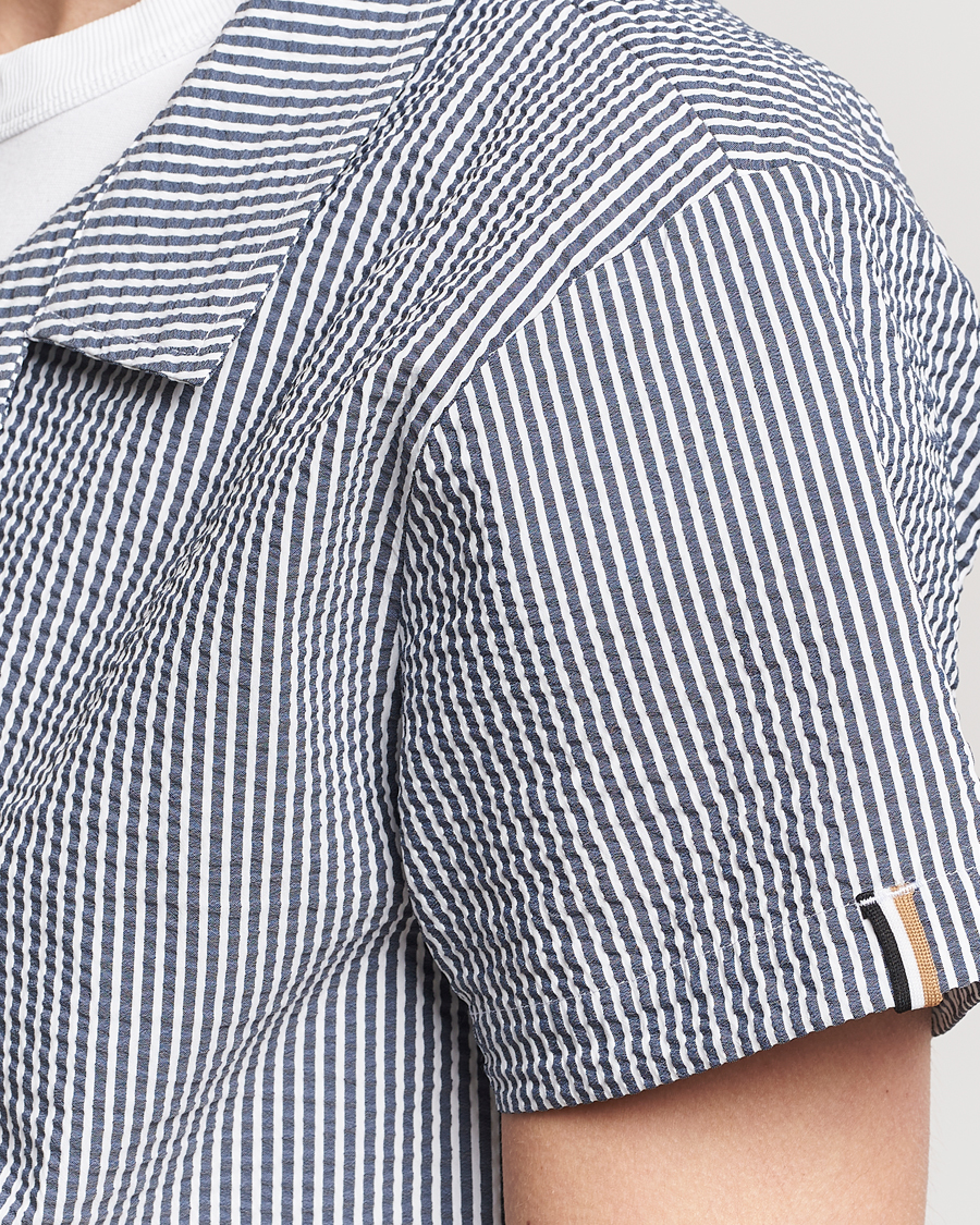 Herre | Skjorter | BOSS BLACK | Short Sleeve Open Collar Shirt Navy