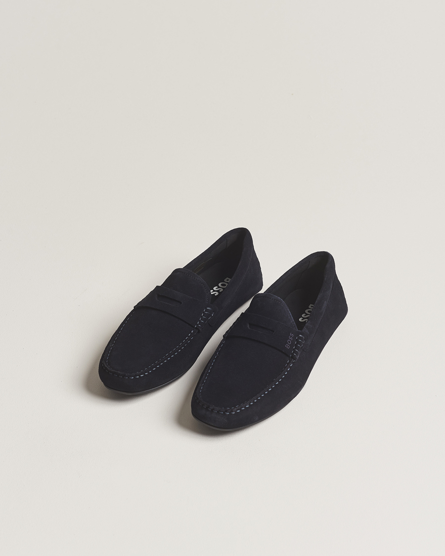 Herre | Sko i mokka | BOSS BLACK | Noel Car Shoe Suede Dark Blue