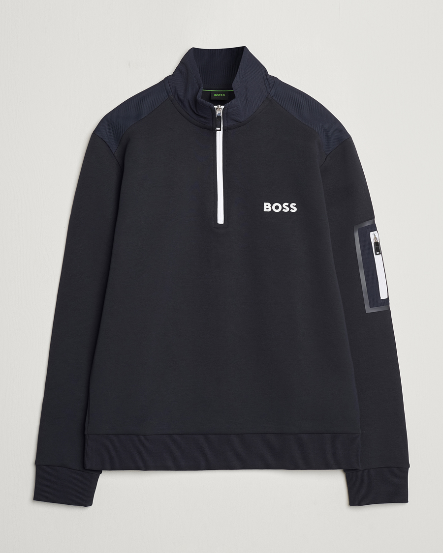 Herre | Gensere | BOSS GREEN | Half Zip Sweatshirt Dark Blue