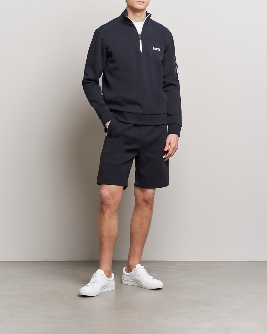 Herre | Gensere | BOSS GREEN | Half Zip Sweatshirt Dark Blue