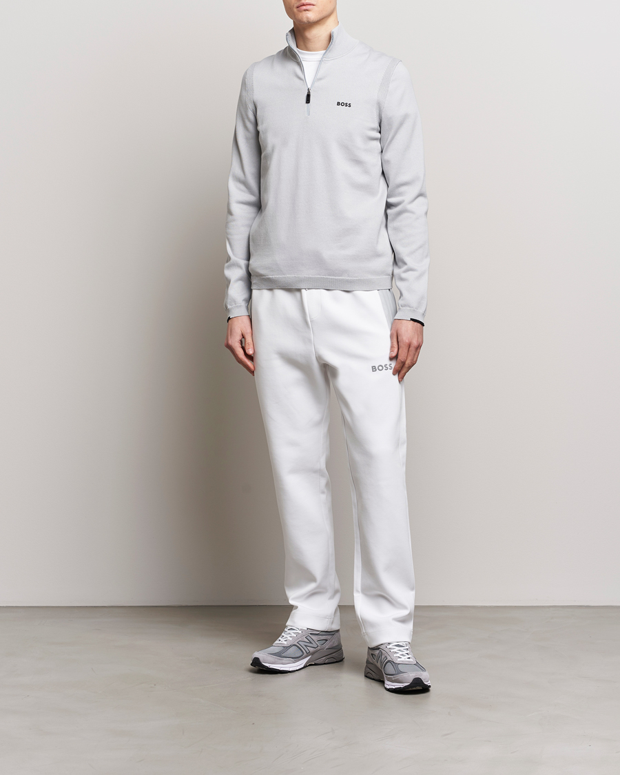 Herre | Gensere | BOSS GREEN | Ever Knitted Half Zip Light Grey