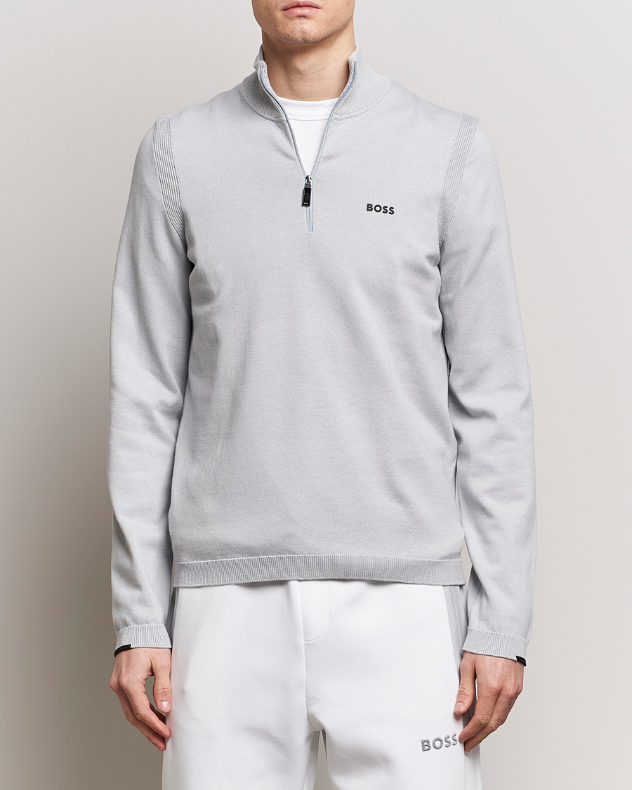 Herre | BOSS GREEN | BOSS GREEN | Ever Knitted Half Zip Light Grey